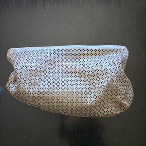 NWT Amaree's Couture Asymetrical Couture Silver Lasercut Leather Handbag/Clutch
